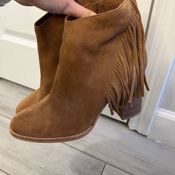 Arturo Chiang Reiden Fringe Ankle Boot, Brown Suede Size 8.5 - Picture 3 of 10